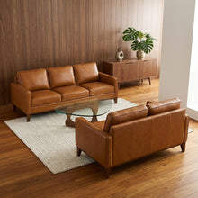 Top Grain Leather Sofa and Loveseat Set for Living Room, Brown