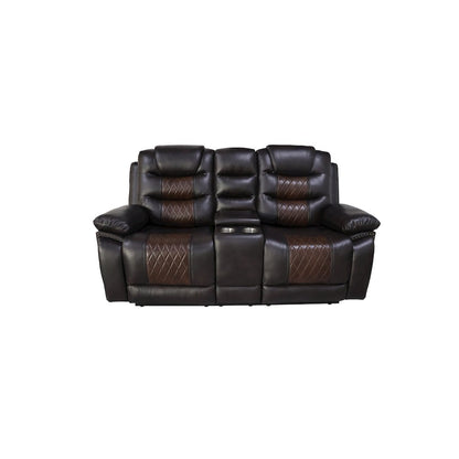 Nikko 3-Piece Faux Leather Manual Living Room Set, Brown