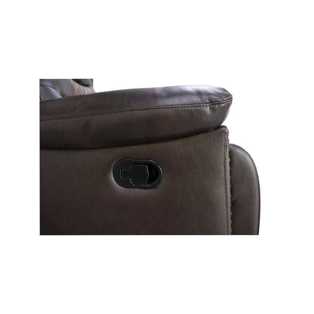 Nikko 3-Piece Faux Leather Manual Living Room Set, Brown