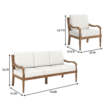 Solid Wood Patio Conversation Set for Deck, Porch, and Balcony Use, Natural