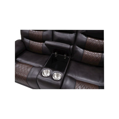 Nikko 3-Piece Faux Leather Manual Living Room Set, Brown