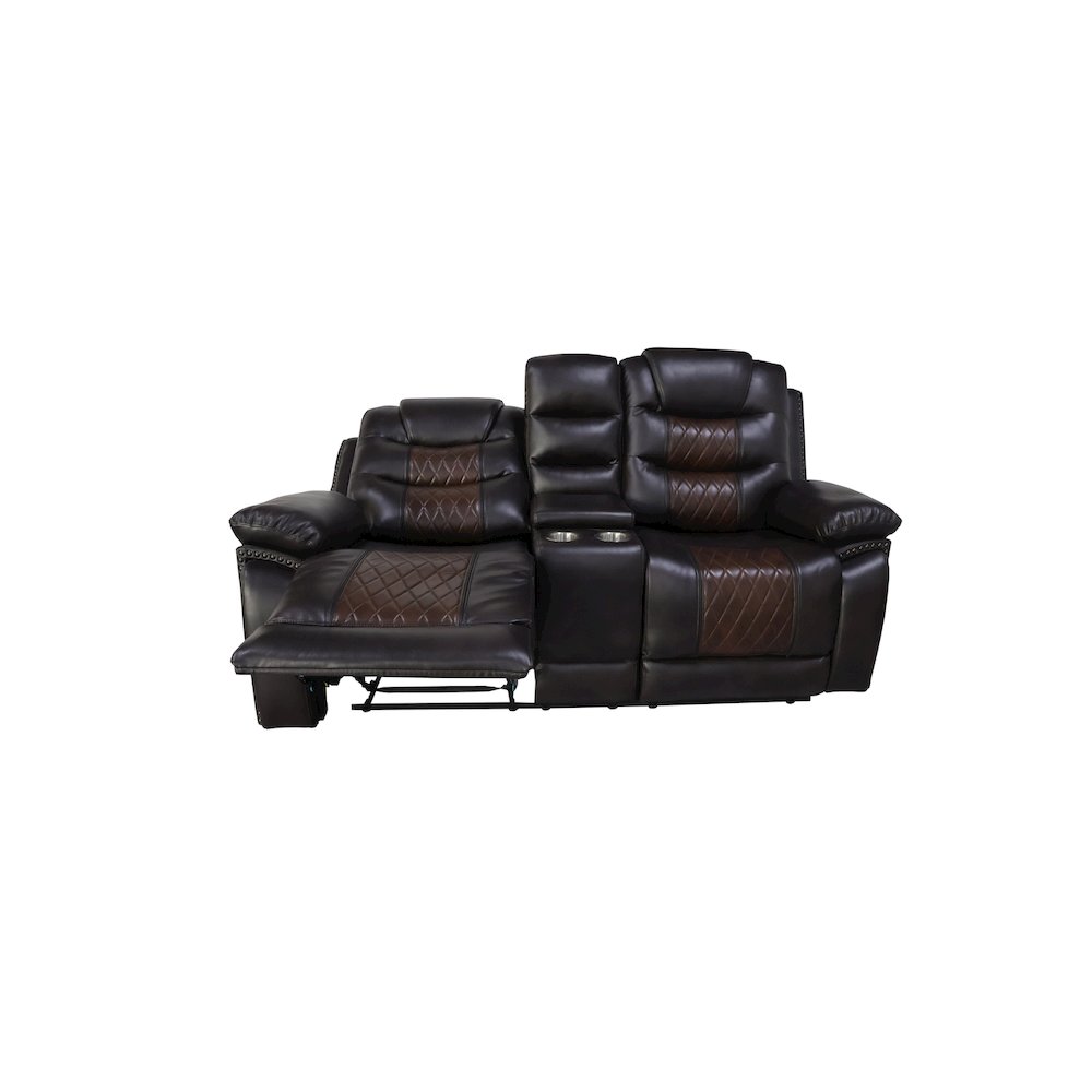 Nikko 3-Piece Faux Leather Power Living Room Set, Brown