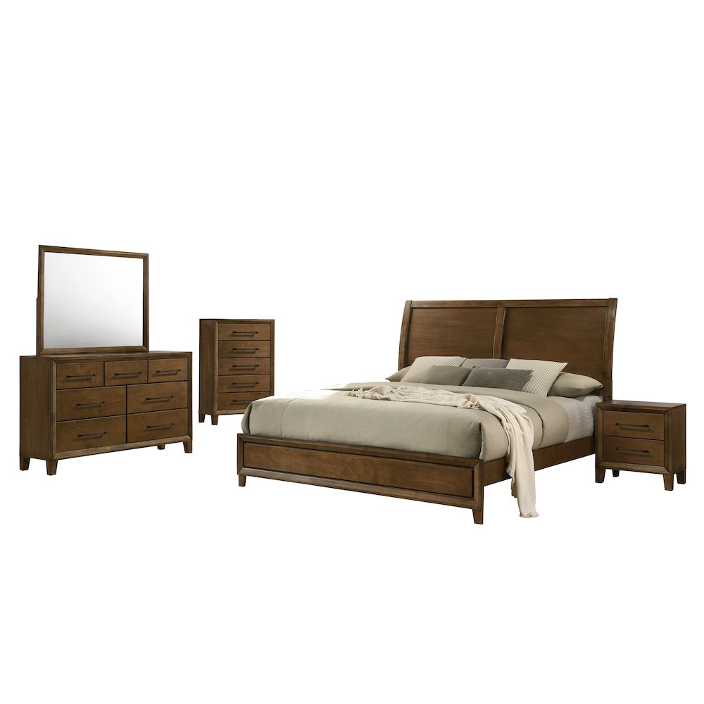 Ballard 5-Piece Wood Cal King Bedroom Set w Chest - Walnut