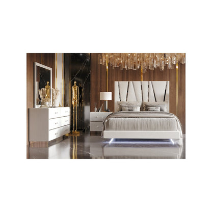 Europa 4-Piece Wood California King Bedroom Set (B/Dr/Mr/Ns), White