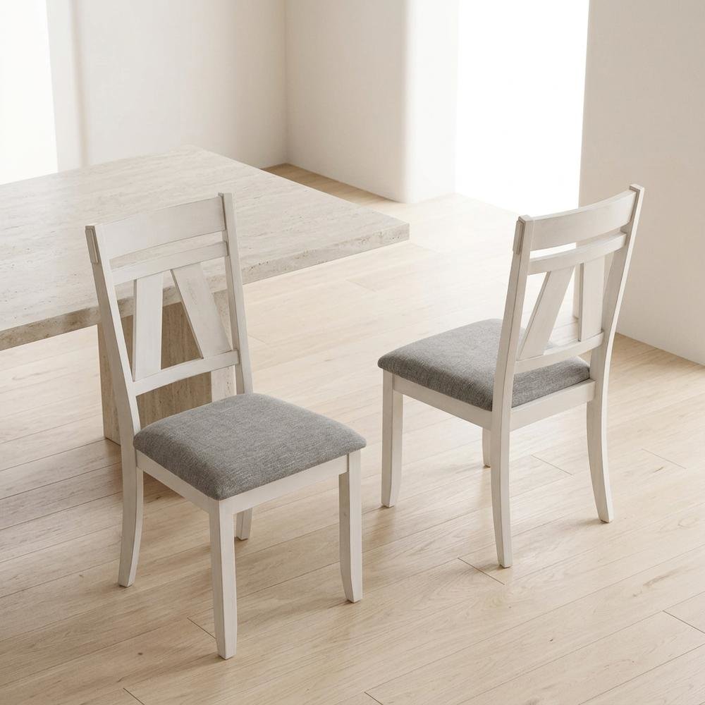 Solid Rubberwood Traditional Dining Chairs for Kitchen, Brown, Set of 2