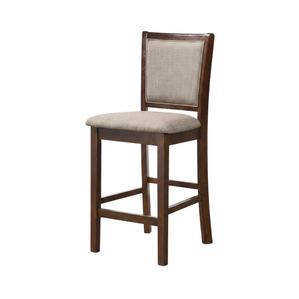 Polyester-Upholstered Counter Stool with Solid Rubberwood Legs and Back