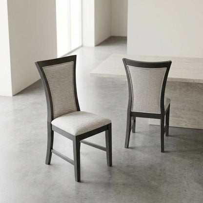 Rubberwood Upholstered Dining Chair with Solid Wood Legs, Transitional