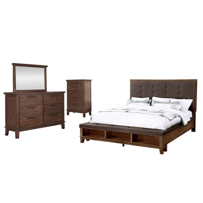 Cagney 4-Piece King Wood Bedroom Set with Chest in Chestnut