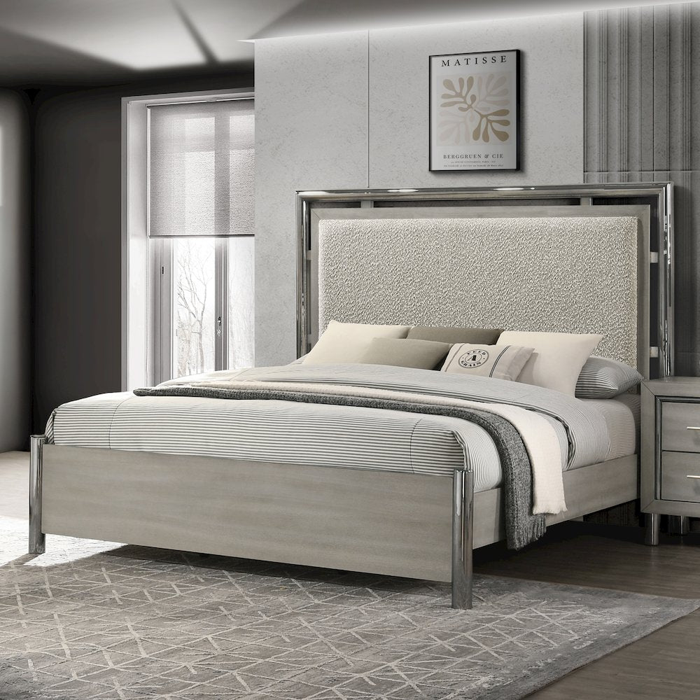 New Classic Furniture Lennox Wood California King Size Panel Bed in Gray