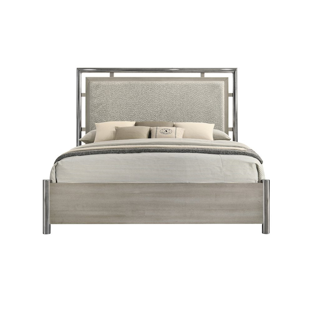 New Classic Furniture Lennox Wood California King Size Panel Bed in Gray
