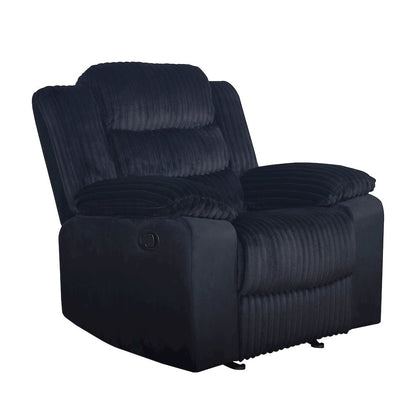 Willow 3-Piece Wood & Fabric Living Room Set in Black