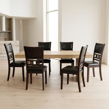 Solid Wood Upholstered Dining Chairs, Ebony, Set of 6