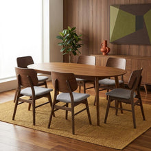 Solid Wood Upholstered Dining Chairs, Dark Gray, Set of 6
