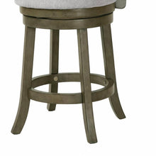 Gray Wood Swivel Counter Stool Set of 2, Fabric Seat, Reinforced Footrest