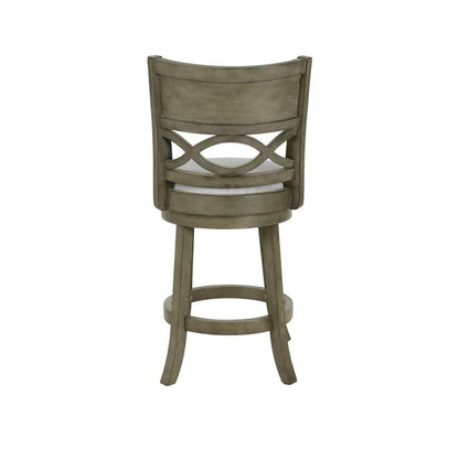 Gray Wood Swivel Counter Stool Set of 2, Fabric Seat, Reinforced Footrest