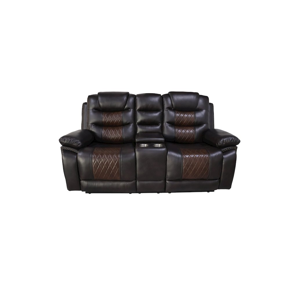 Nikko 3-Piece Faux Leather Power Living Room Set, Brown
