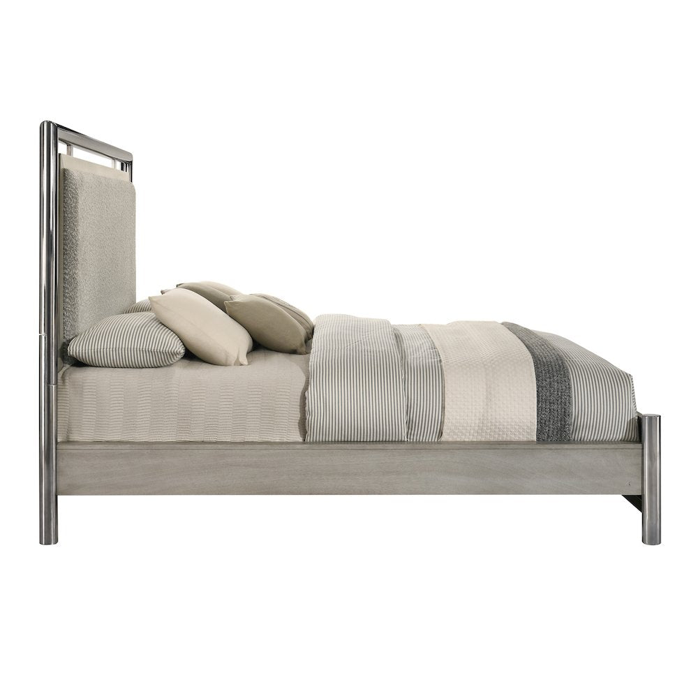 New Classic Furniture Lennox Wood California King Size Panel Bed in Gray