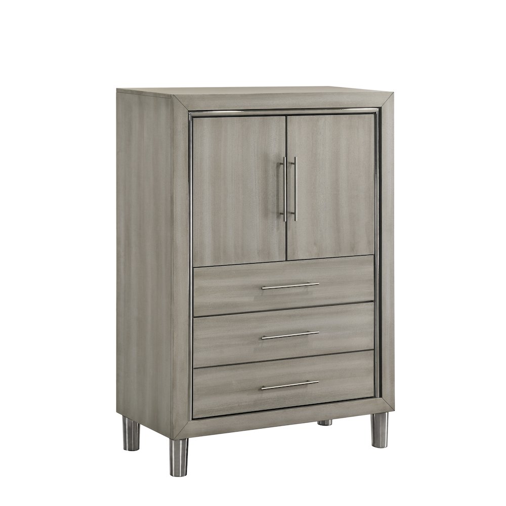 New Classic Furniture Lennox 4Pc Wood King Bedroom Set w Chest in Gray