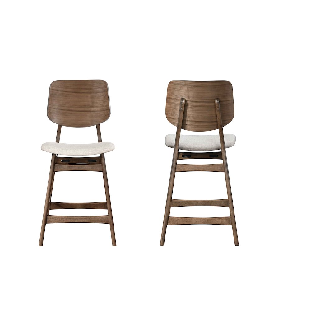 Oscar Wood Counter Chair - Walnut/Natural Beige (Set of 6)