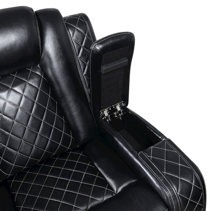Orion II Faux Leather Power Console Loveseat, Black