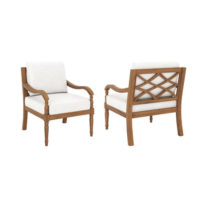 Savannah Wood Patio Club Chair in Natural/White (Set of 6)
