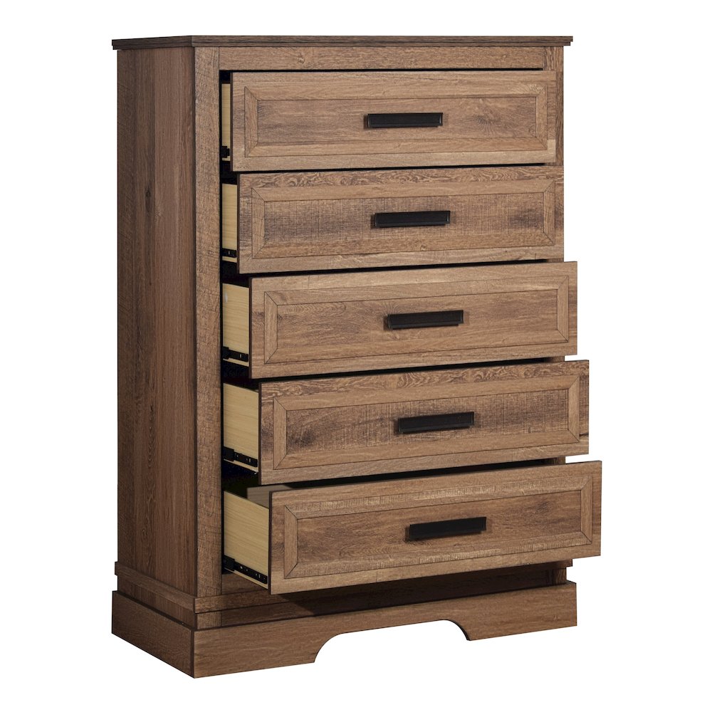 Coventry Hall 4Pc Wood King Bedroom Set, Chest in Pecan