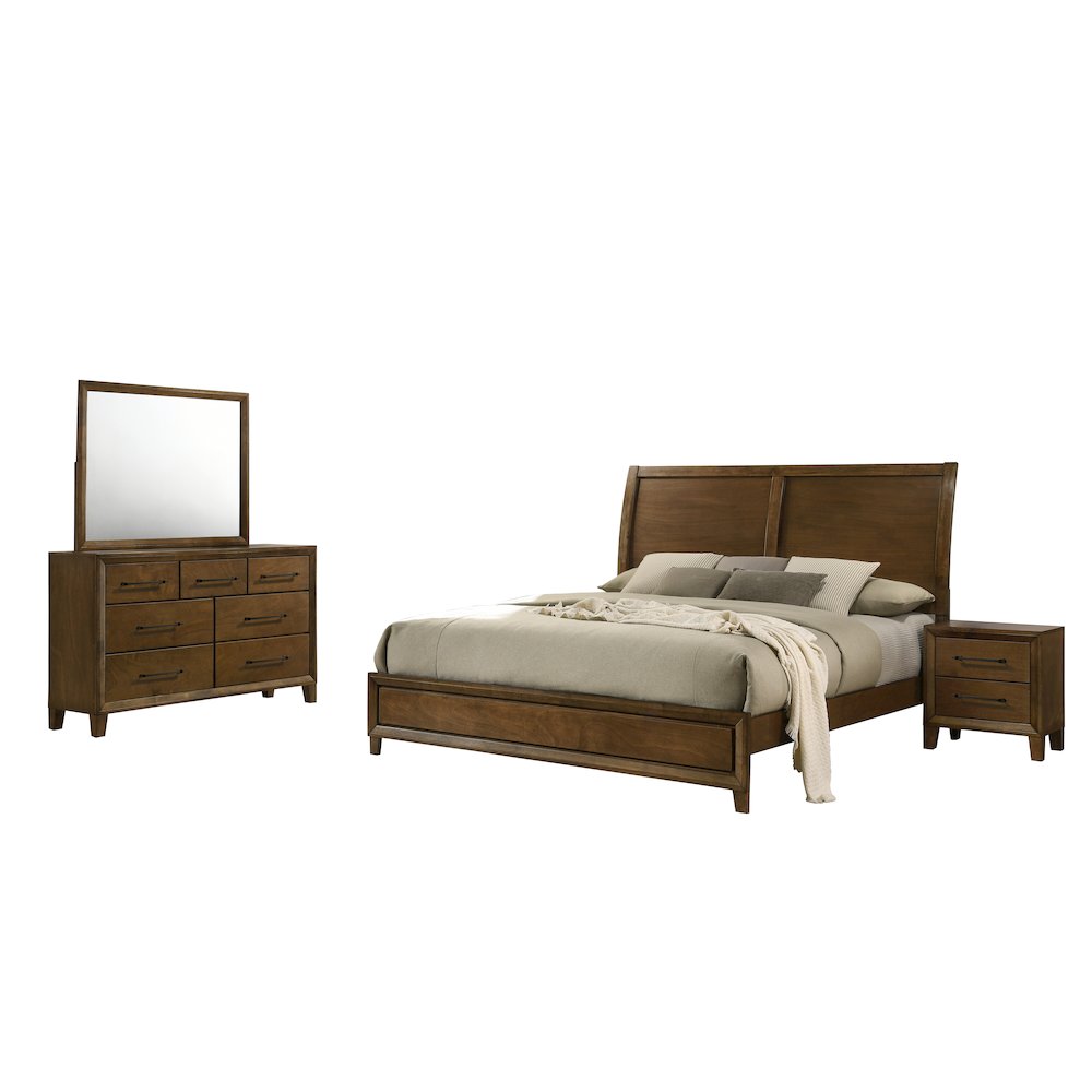 Ballard 4-Piece Wood Cal King Bedroom Set in Walnut