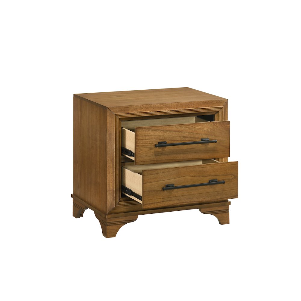 Talcott 5Pc Wood King Bedroom Set, Chest in Honey/Brown