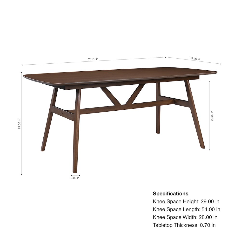 Miller 7-Piece Wood Rectangular Dining Set in Walnut