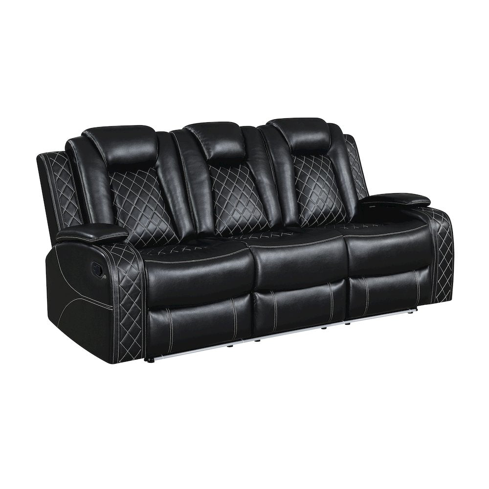 Orion II 2-Pc Faux Leather Manual Living Room Set, Black