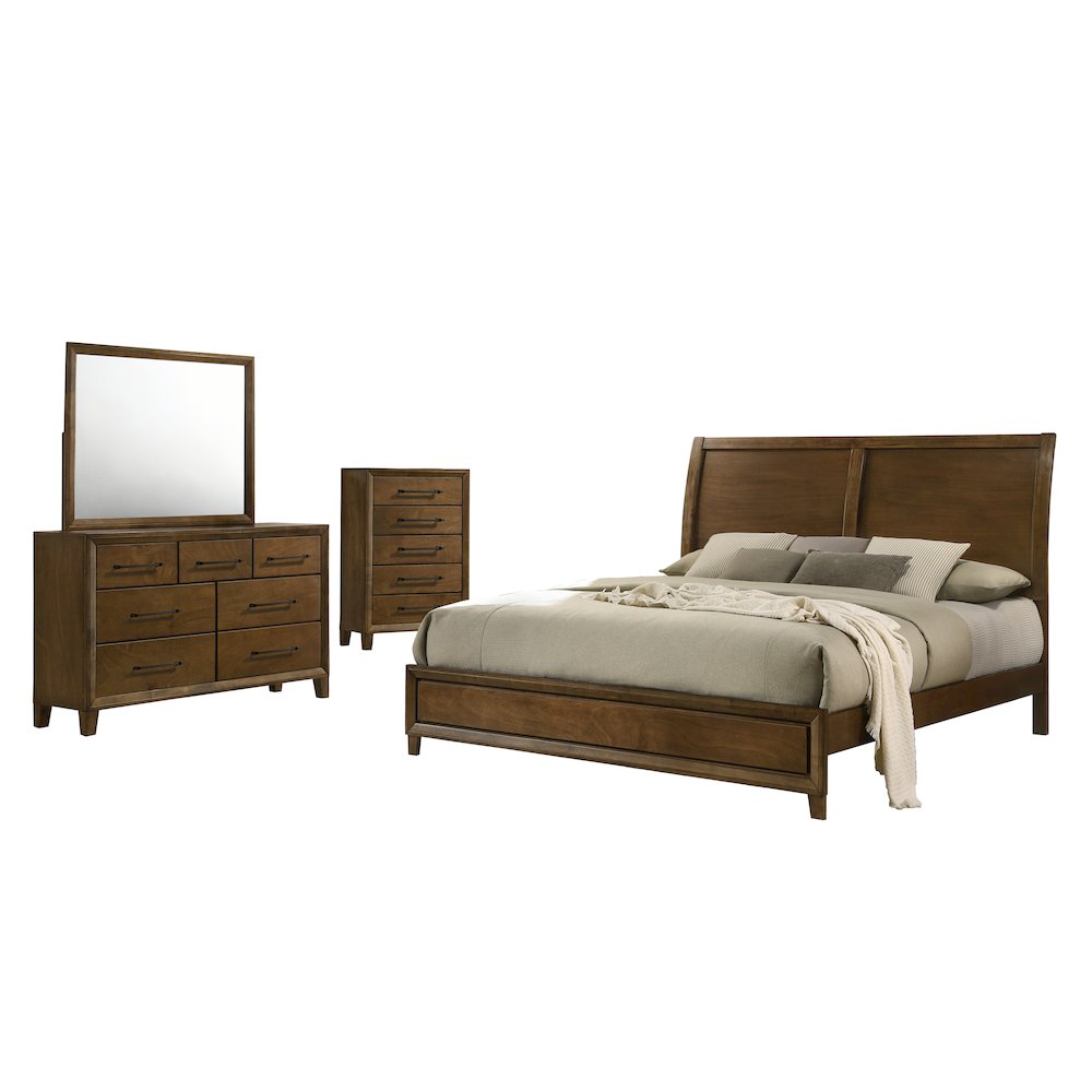 Ballard 4-Piece Wood Cal King Bedroom Set w Chest - Walnut