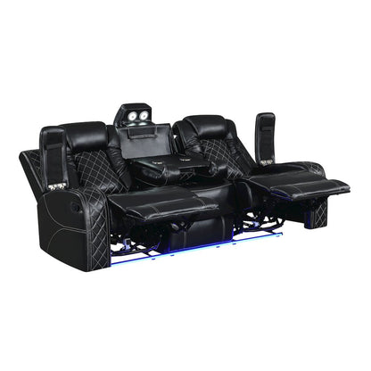 Orion II 2-Pc Faux Leather Manual Living Room Set, Black