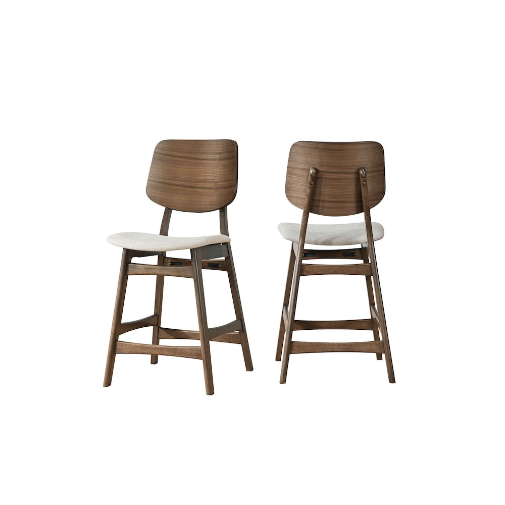 Oscar Wood Counter Chair - Walnut/Natural Beige (Set of 6)