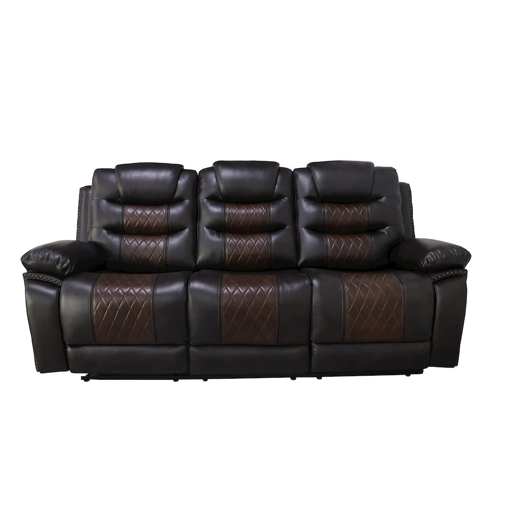 Nikko 3-Piece Faux Leather Power Living Room Set, Brown