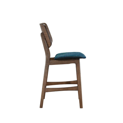 Oscar 5-Piece Wood Counter Table Set in Walnut/Teal