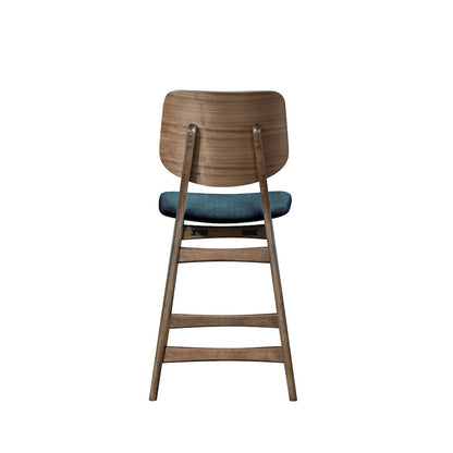 Oscar Wood Counter Chair in Walnut/Teal (Set of 6)