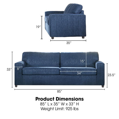 Kylo Blue Polyester Fabric Sofa Couch