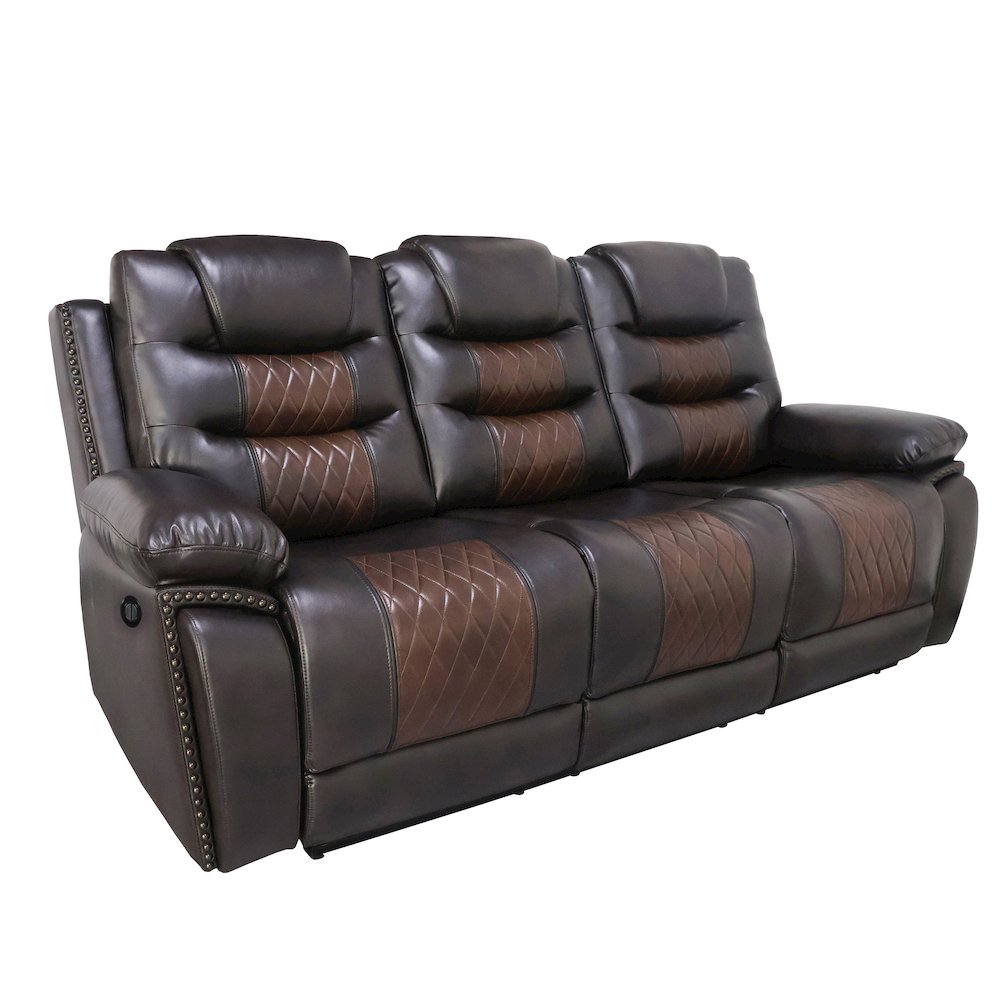 Nikko 3-Piece Faux Leather Power Living Room Set, Brown