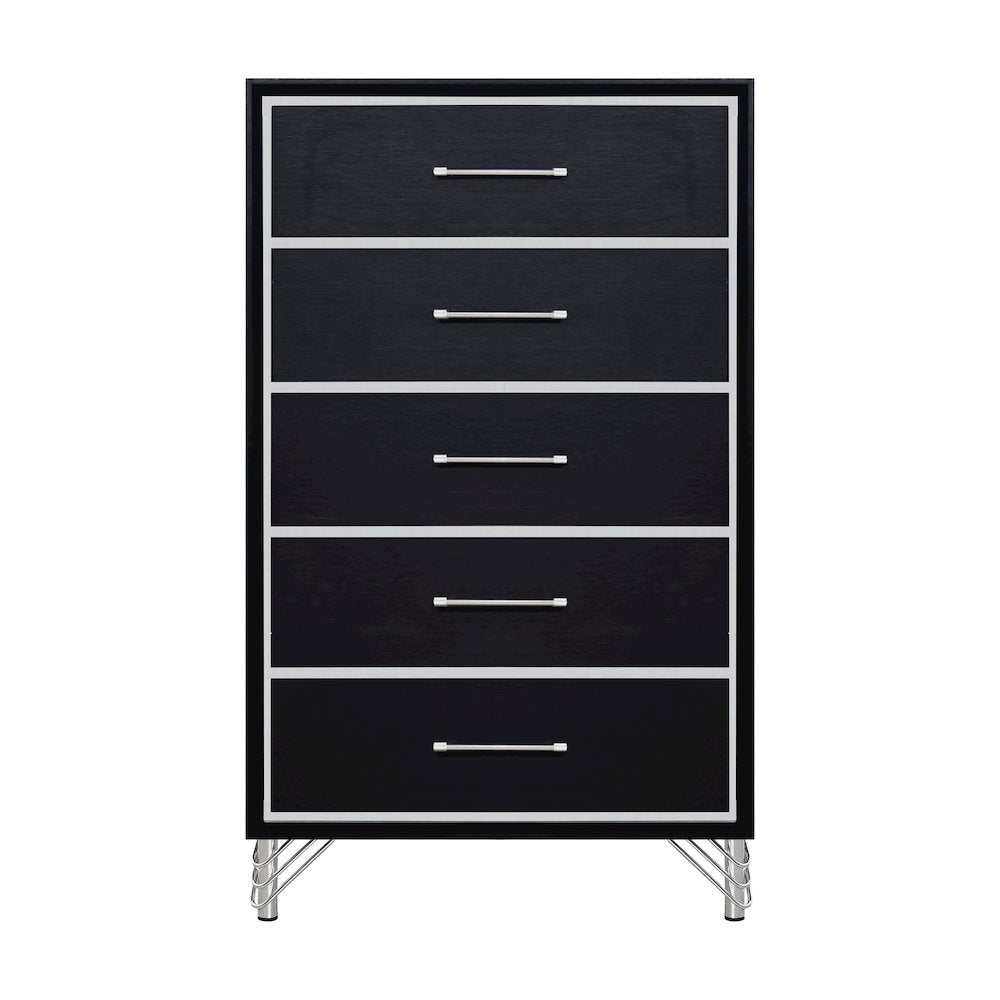 Ava 4-Pc Wood King Bedroom Set with Chest in Ebony Black