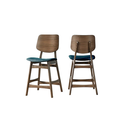 Oscar 5-Piece Wood Counter Table Set in Walnut/Teal