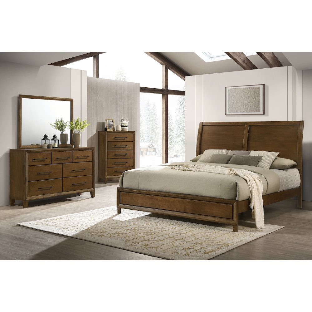 Ballard 4-Piece Wood Cal King Bedroom Set w Chest - Walnut