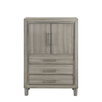 New Classic Furniture Lennox 4Pc Wood King Bedroom Set w Chest in Gray