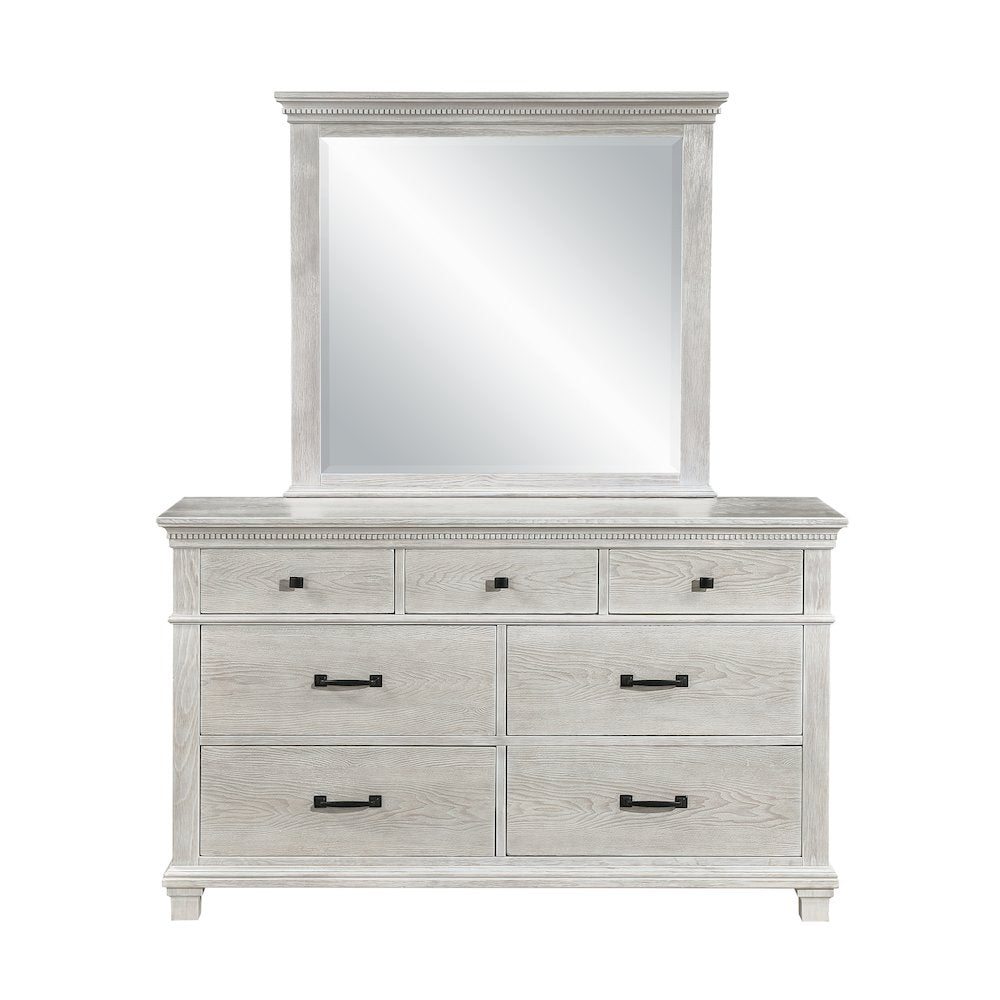 Silver Sands 4Pc Wood King Bedroom Set w Chest in Gray