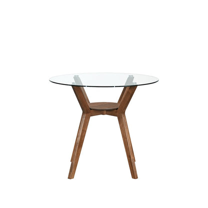 Oscar 5-Piece Wood Round Counter Table Set in Walnut/Teal