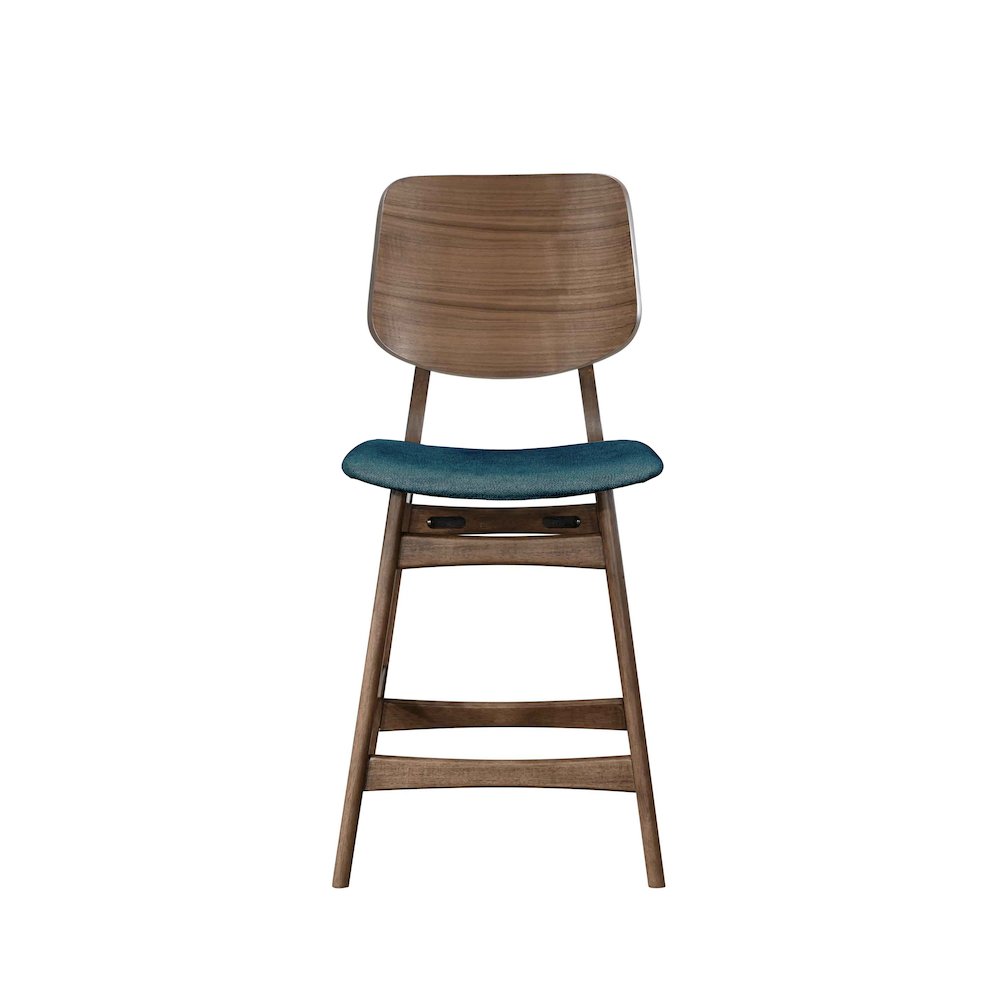 Oscar 5-Piece Wood Counter Table Set in Walnut/Teal