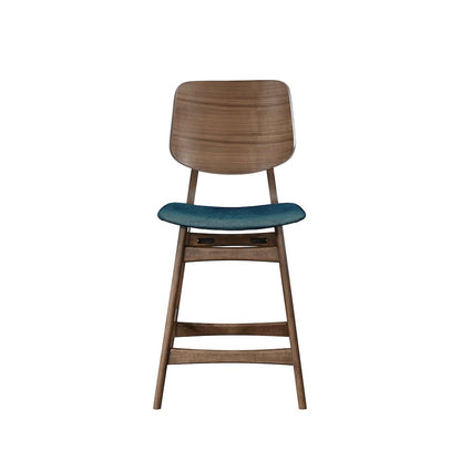 Oscar 5-Piece Wood Counter Table Set in Walnut/Teal