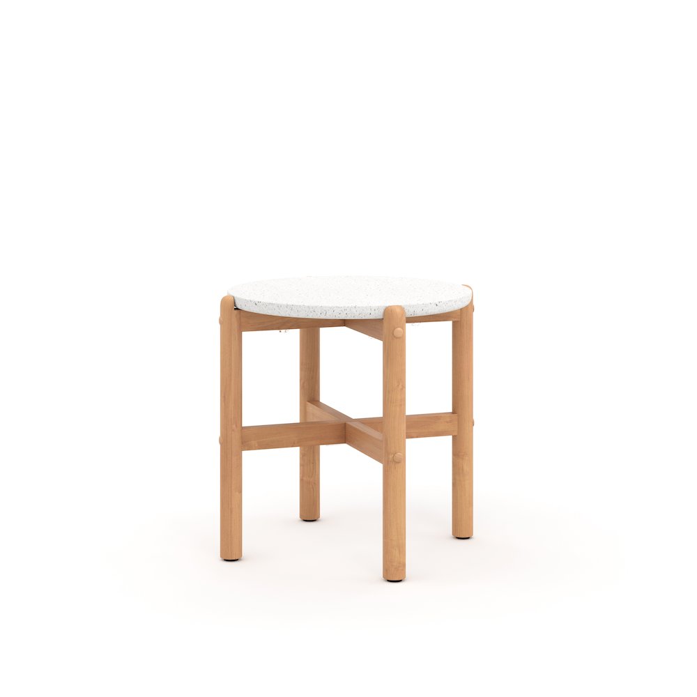 Solstice 19.4 in. Round Wood End Table with Terazzo Top