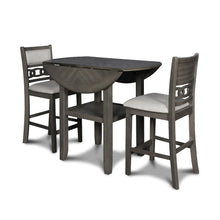 Gia 3-Piece 42" Wood Counter Drop Leaf Table Set, Gray