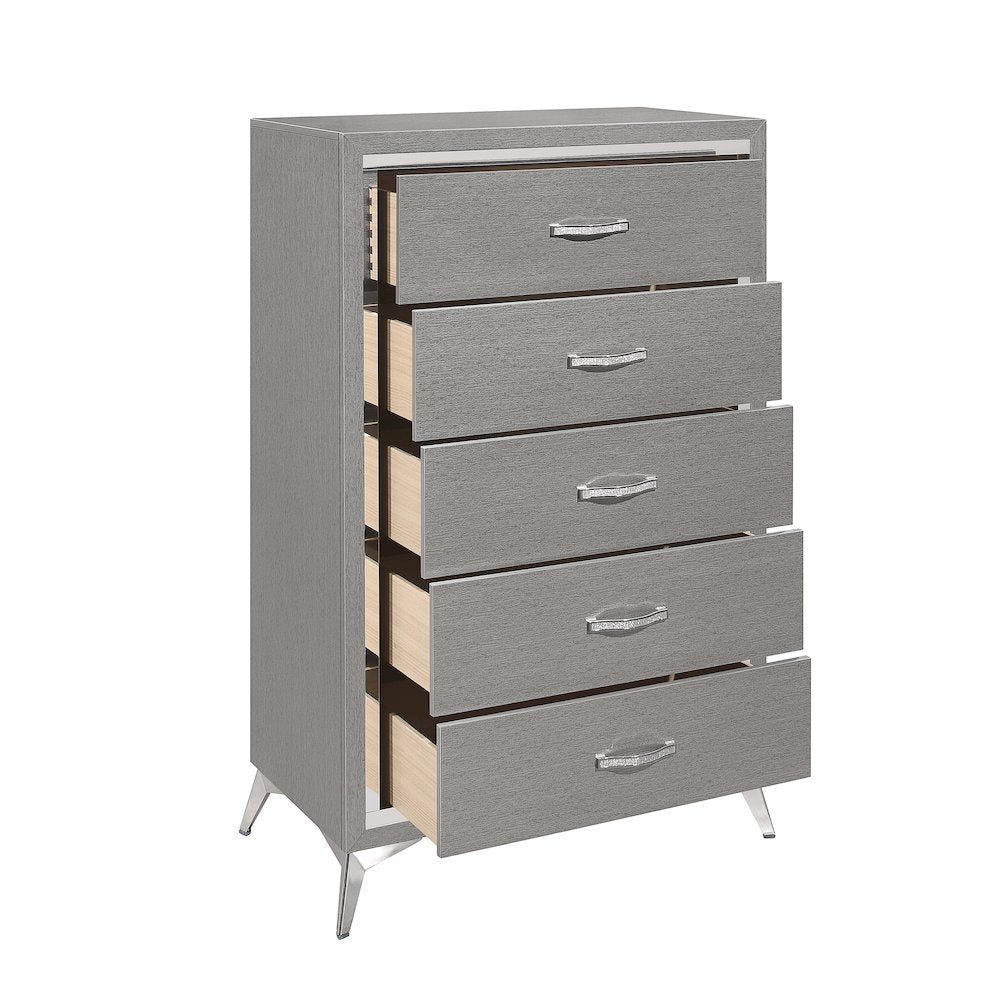 Huxley 3-Pc Wood Bedroom Set with Chest in Gray
