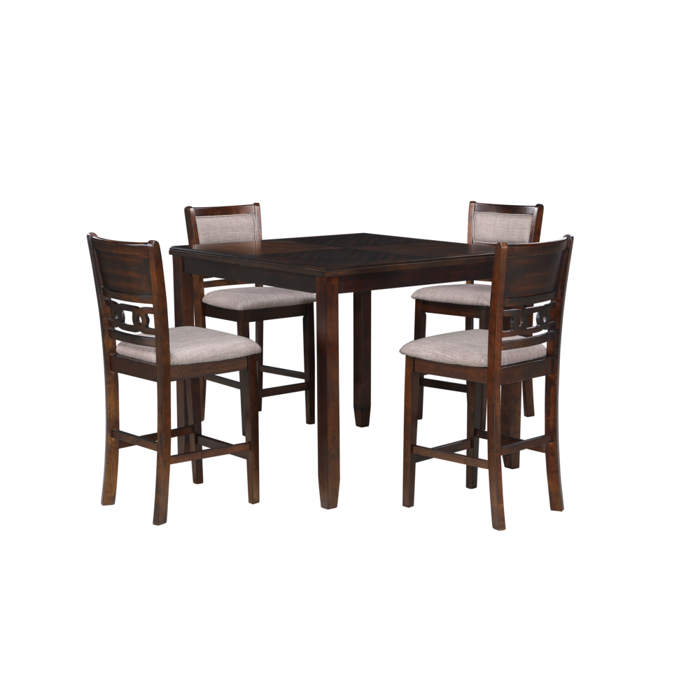 Furniture Gia 5-Piece Transitional Wood Counter Set in Cherry